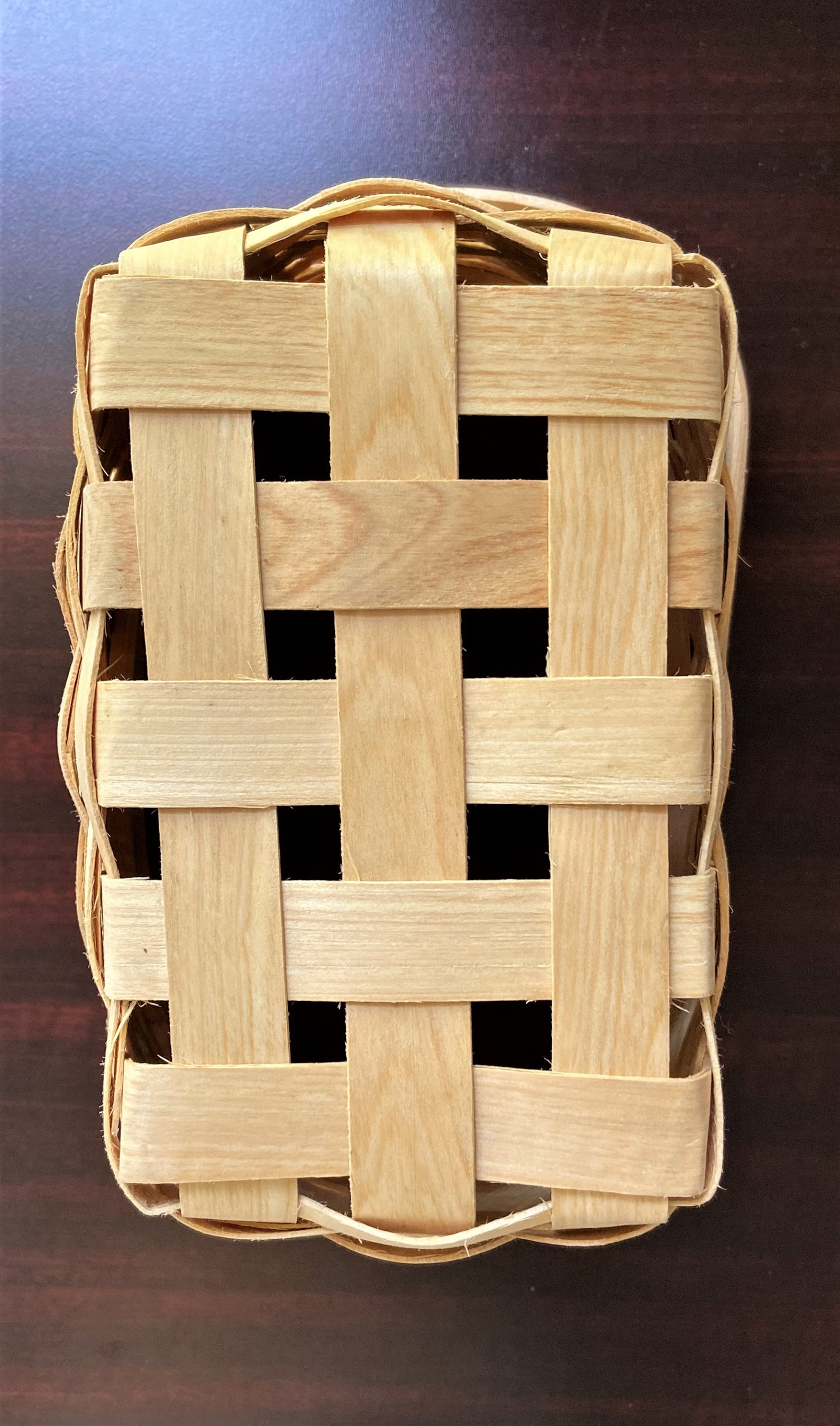 Woven Natural Wood Slat Basket With Movable Handle Easter Etsy