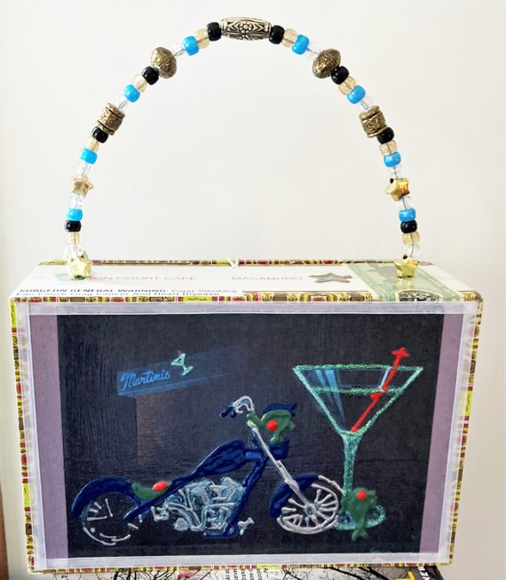 Vintage Cigar Box Purse Motorcycles and Martinis C