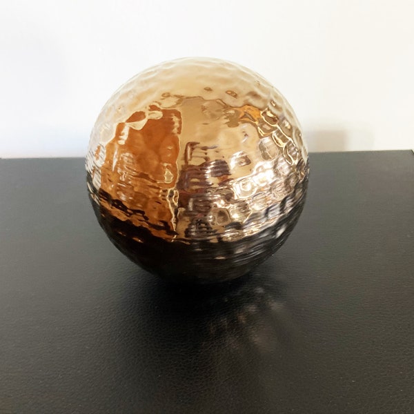 Copper Clad Orb, Honey Comb Dimpled Copper Orb with Ribbing, Copper Shelf Orb, Copper Desk Orb, Statement Piece for Tabletop, Desk or Shelf