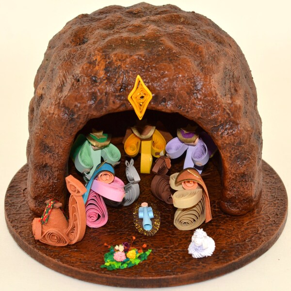 Christmas Quilling Nativity , Nativity Set , Nativity Scene , Paper filigree , Quilling , Handmade Quilled Nativity