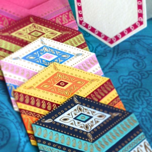 5 cartões hexagonais com envelopes, envelope para presente de feriado, porta-dinheiro, conjunto de cartões em branco, porta-cartão de presente Eid, envelope para dinheiro