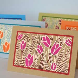 Tulp handgemaakte blanco wenskaart set, bloemen ontwerp wenskaart set, vakantiekaart, diwali kaart set, Indiase trouwkaart