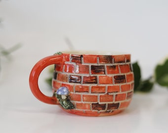 Red brick mug