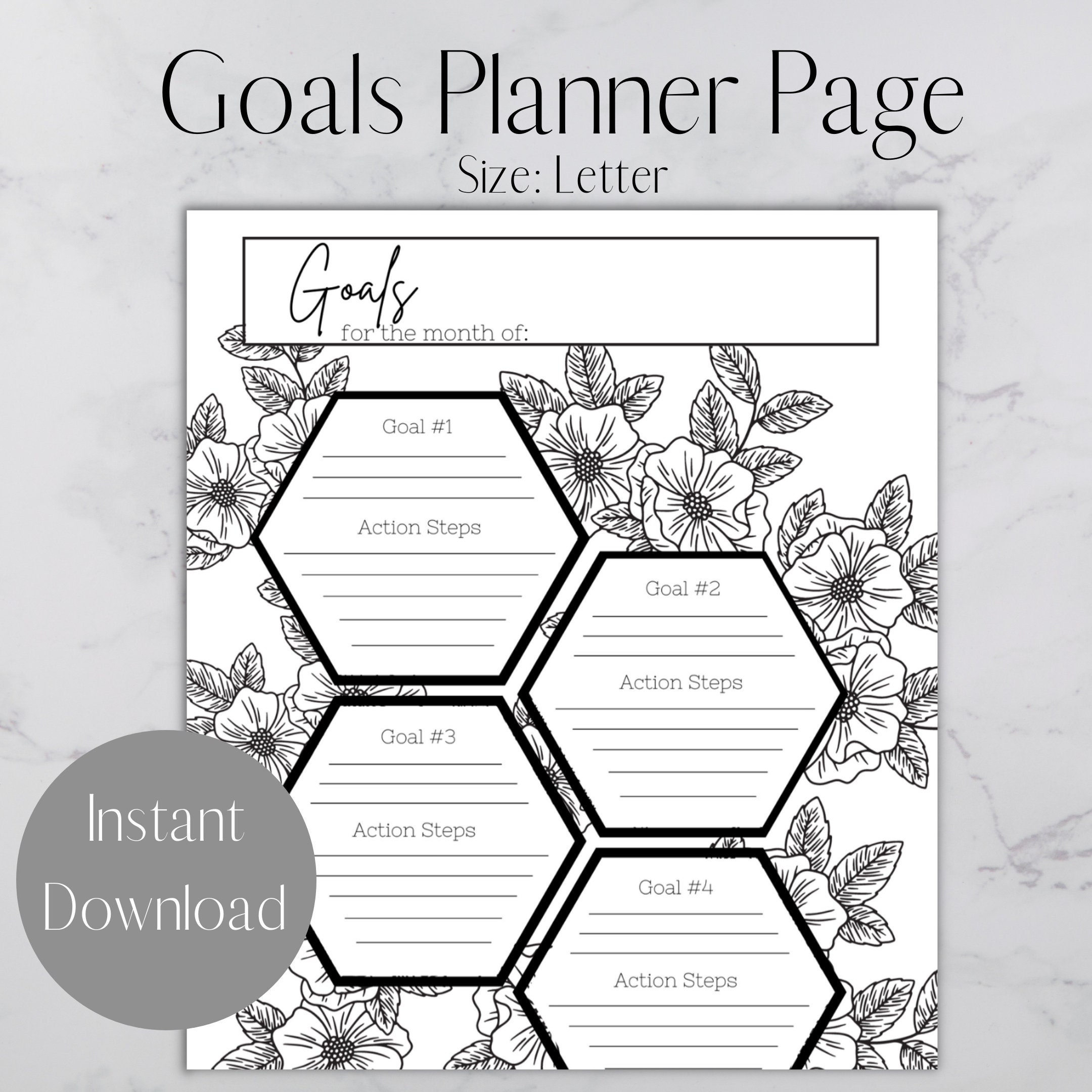 Goal Planner 2021 Goals Printable Monthly Goal Setting Productivity