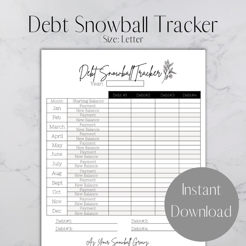 Debt Snowball Tracker Printable | Debt Payoff Payment Log | Instant PDF ...