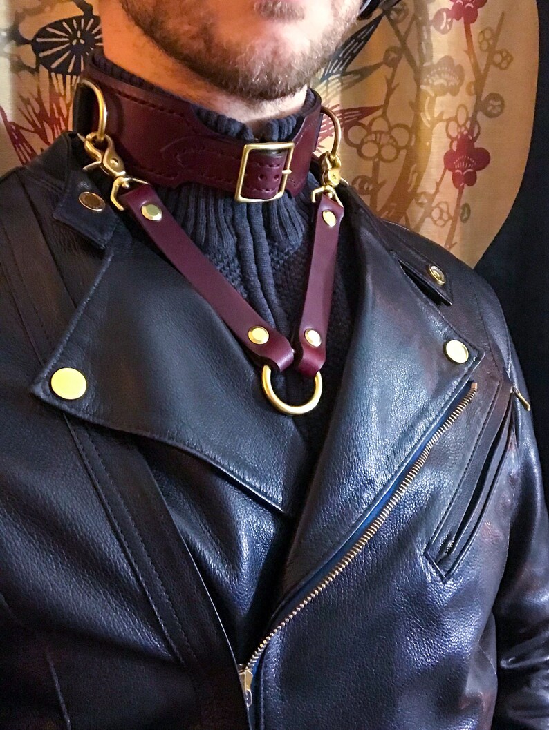 Luxury BDSM Leash Adapter Brass and Bridle Leather for Etsy