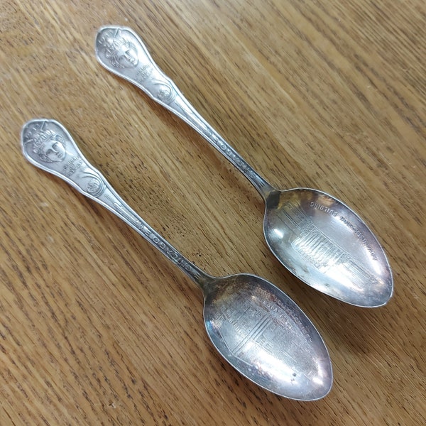 Vintage 1933 "A Century of Progress" World's Far, Chicago, USA, Pair of Silver Plated Spoon, Tea Spoon, Travel and Transportation Building