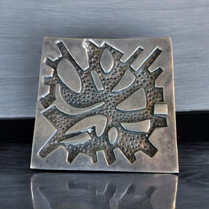 Vintage 1960s 1970s mid century modern Abstract brutalist Pewter Brooch