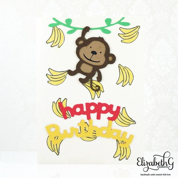 birthday card kids birthday card happy birthday card monkey etsy