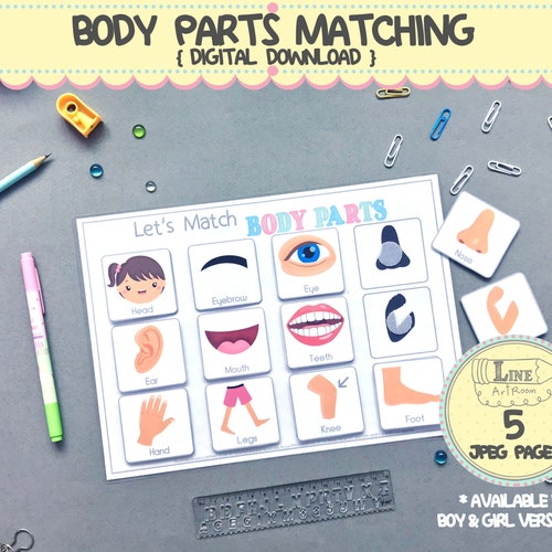 Body Parts Printable Matching Toddler Activity. Busy Book for - Etsy
