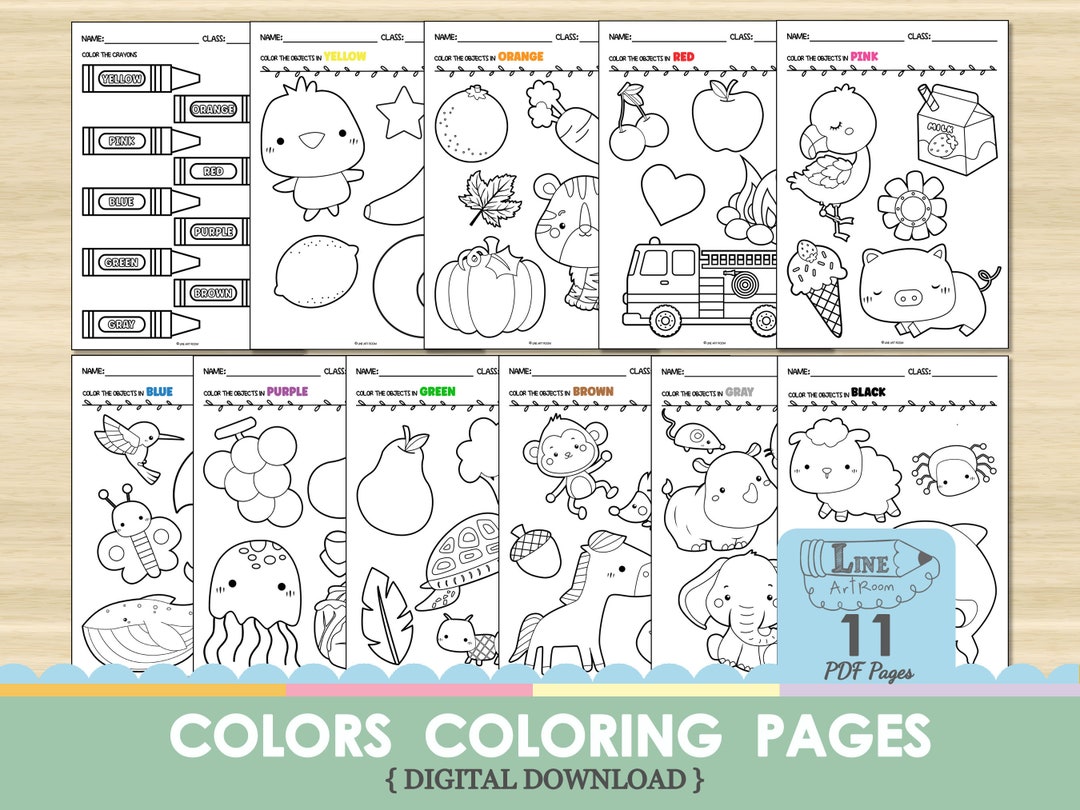 Learn the Colors Coloring Pages for Kids Worksheets for Kids - Etsy