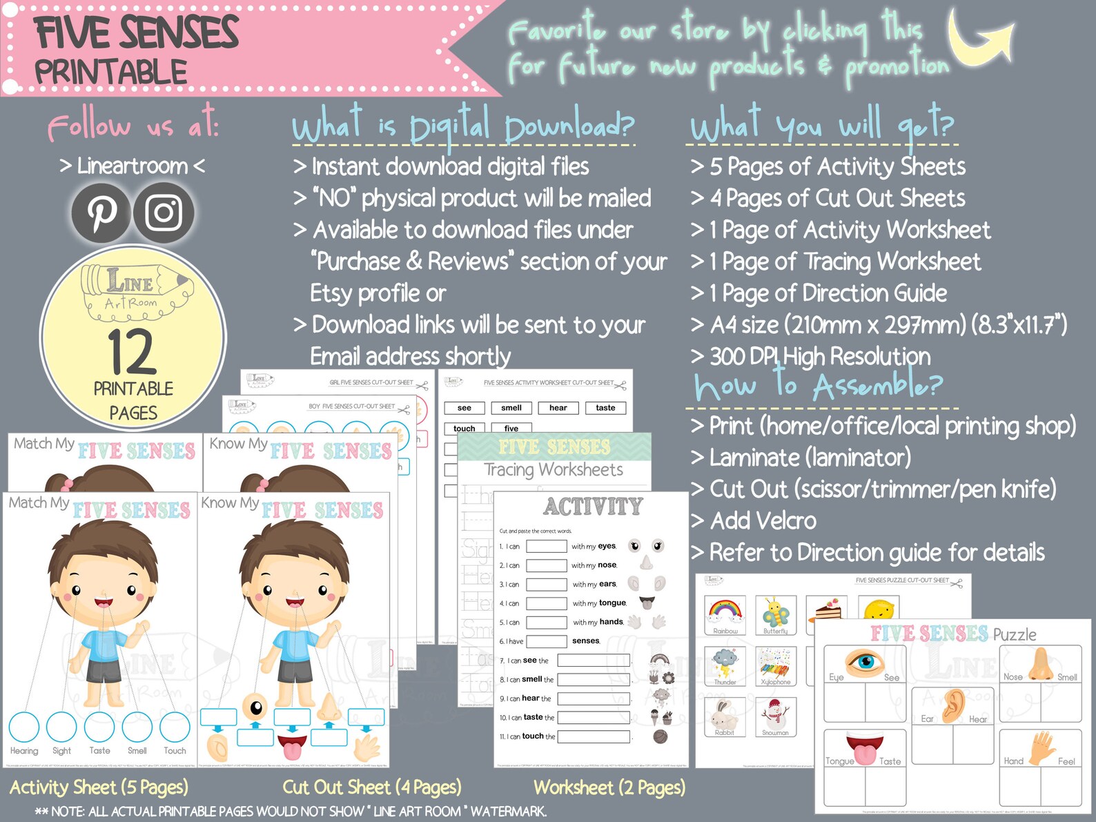Five Senses Printables as Downloadable Toddler Activities. - Etsy Singapore