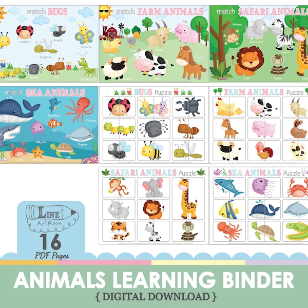 Animals Habitat Learning Binder Printable. Carnival of the Animals Montessori. Animal Puzzle Montessori. Baby Busy Book. Pre-k Busy Binder.