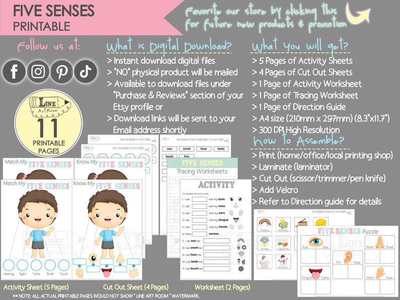 Five Senses Printables as Downloadable Toddler Activities. Body Parts ...
