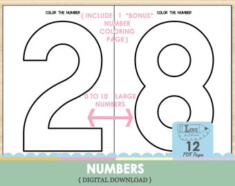 Overzichtsnummers 123 Kleurboek voor kinderen, Leer nummer tellen Werkblad Preschool Curriculum, Peuter Kleuractiviteiten Afdrukbaar