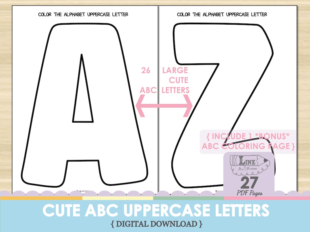Cute Bubble Alphabet Uppercase Letters Large Full Individual Coloring ...