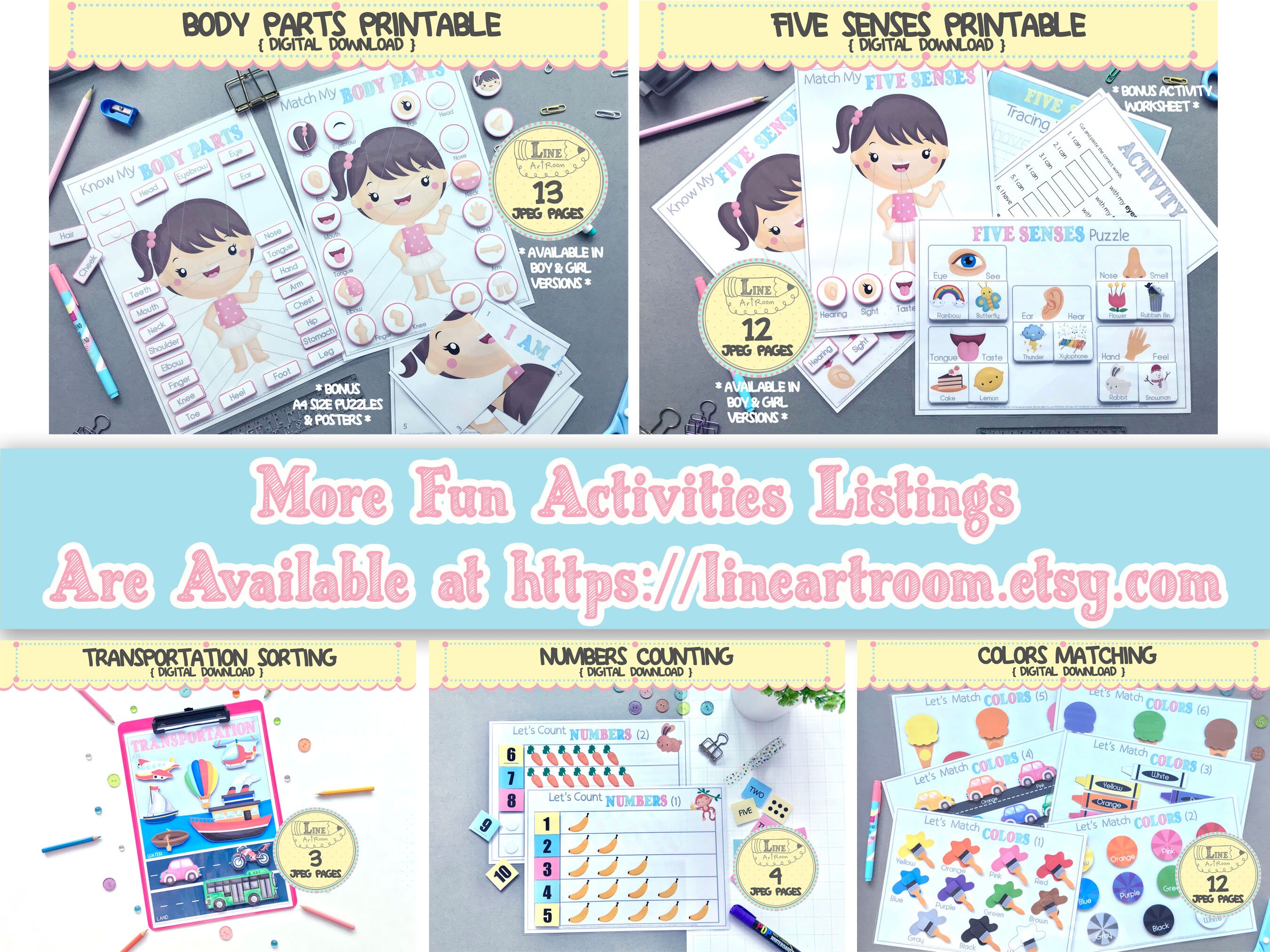 Five Senses Printables as Downloadable Toddler Activities. Body Parts ...