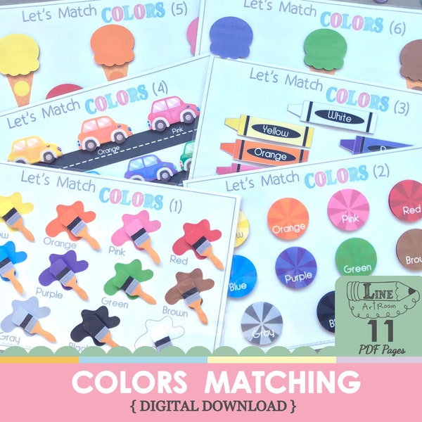 Color Matching Sorting Worksheet as Toddler Activities. Preschool Color Activity. Quiet Book. Toddler Learning Binder. Curriculum Homeschool