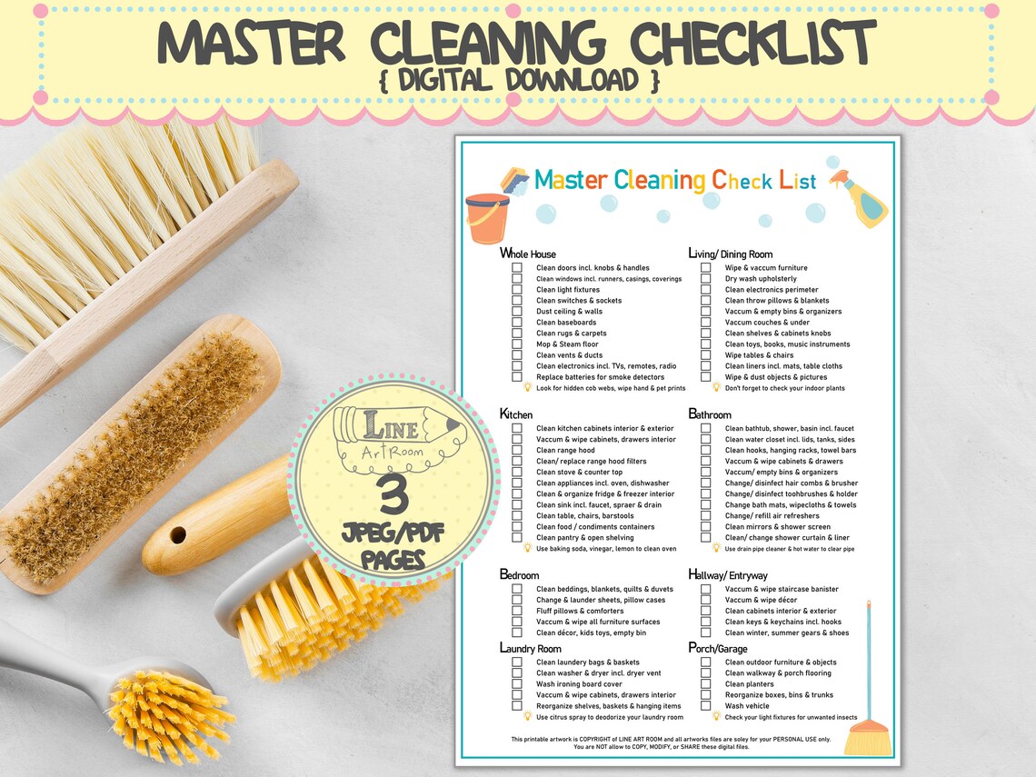 Master Cleaning Checklist. Printable Checklist Christmas. Home - Etsy