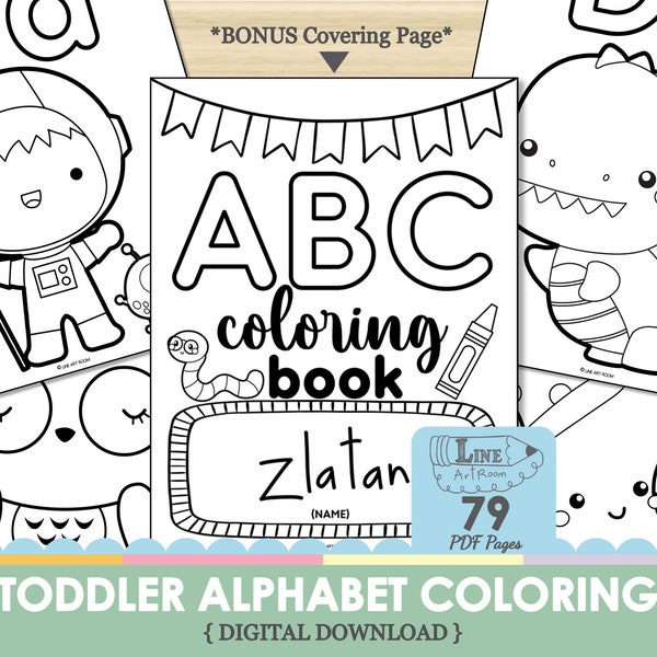 79 Alphabet Coloring Pages for Kids, Coloring Book, Busy Book 1 Year Old, Toddler Activity Book, Homeschool Printables, Preschool Activities