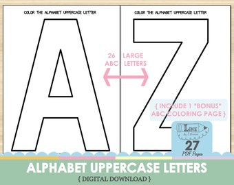 Large Alphabet Uppercase Letters Coloring Pages for Kids, Learn the Alphabet Letter of the Week is Preschool Curriculum, Big ABC Templates