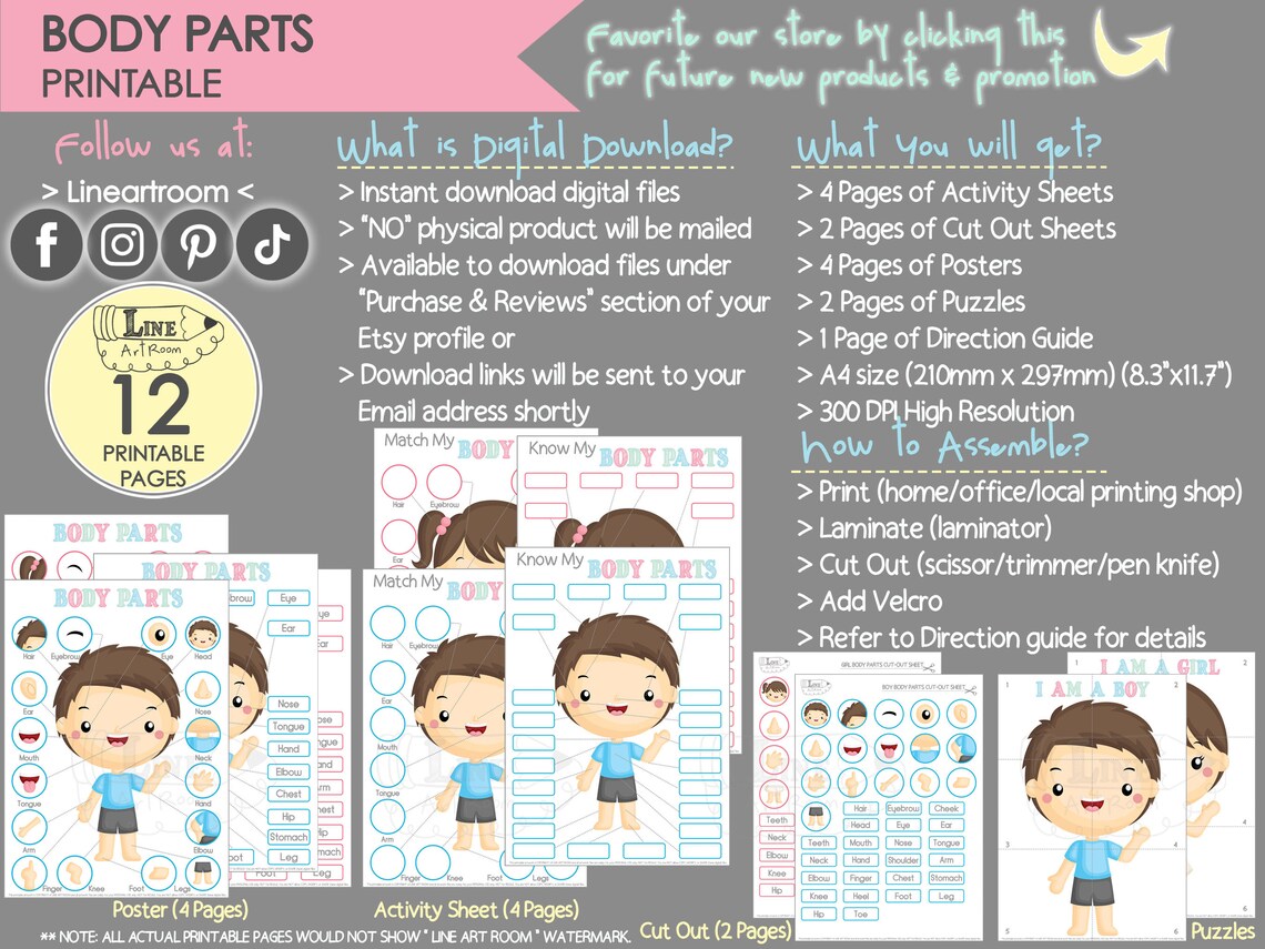 Body Parts Printable as Downloadable Toddler Activities. Montessori ...
