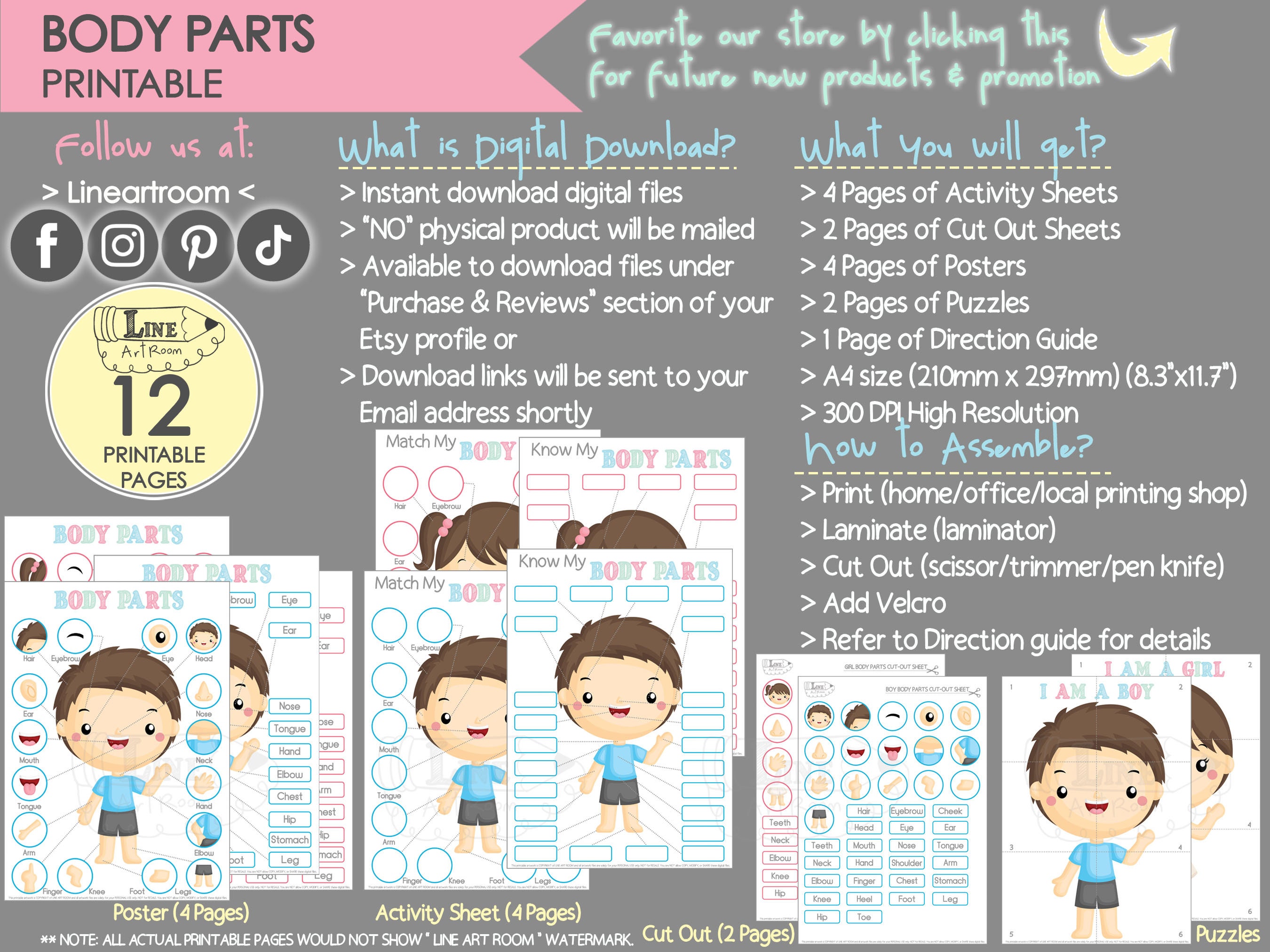 Body Parts Printable as Downloadable Toddler Activities. Montessori ...