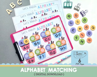 Alphabet Matching Uppercase Lowercase Letters Kids Activity for 2 Years Old Busy Binder. Busy Toddler Learning Binder. Book Digital Download