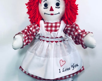 15 INCH Raggedy Ann Doll/handmade, Red Hair, Red and White Check Dress With Embroidered Apron, Otional Personalization - Etsy 15 INCH Raggedy Ann Doll/handmade, Red Hair, Red and White Check Dress With Embroidered Apron, Otional Personalization - Etsy