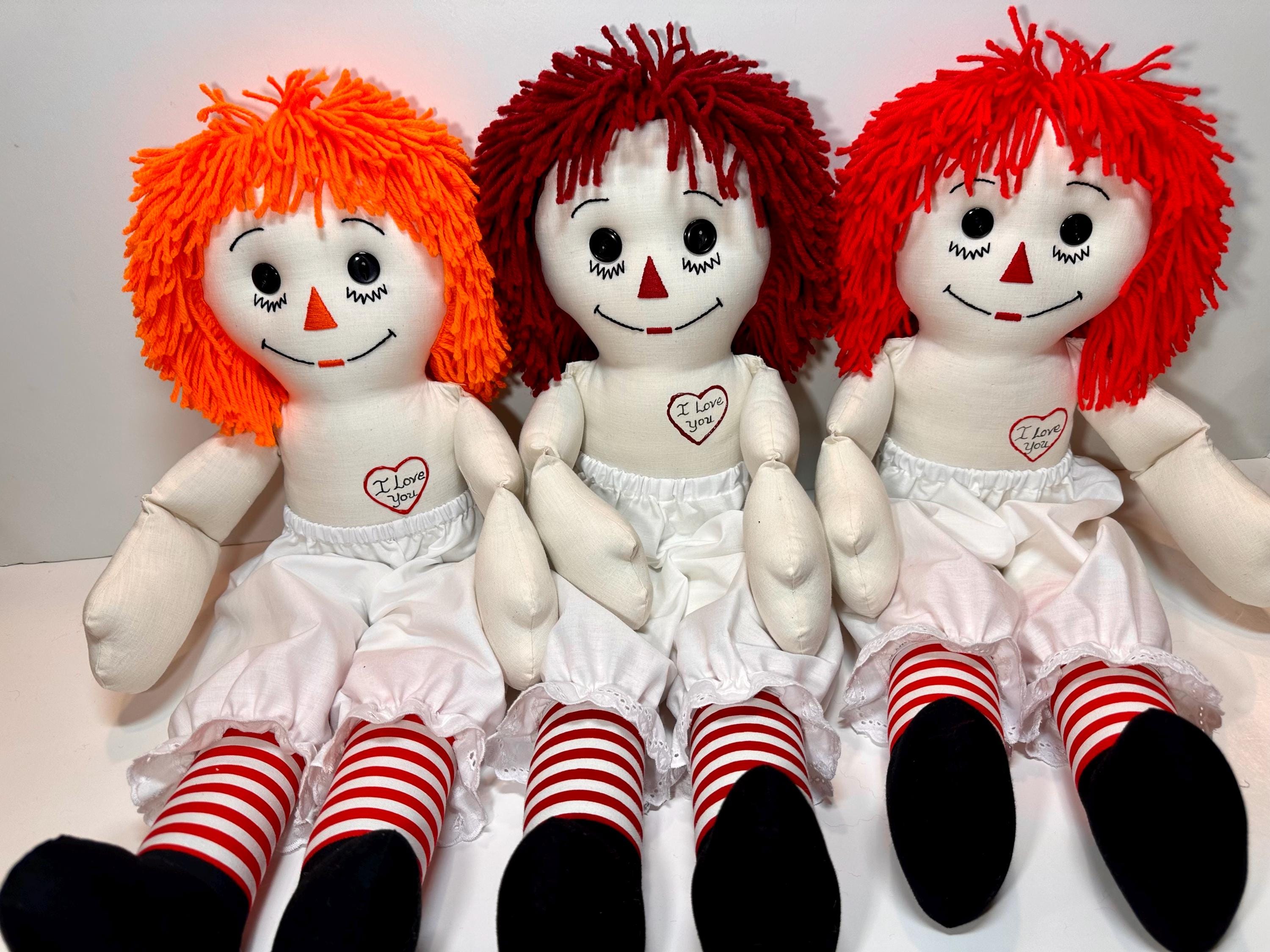 20 Inch Handmade Raggedy Ann Doll/burgundy, Orange or Red Hair