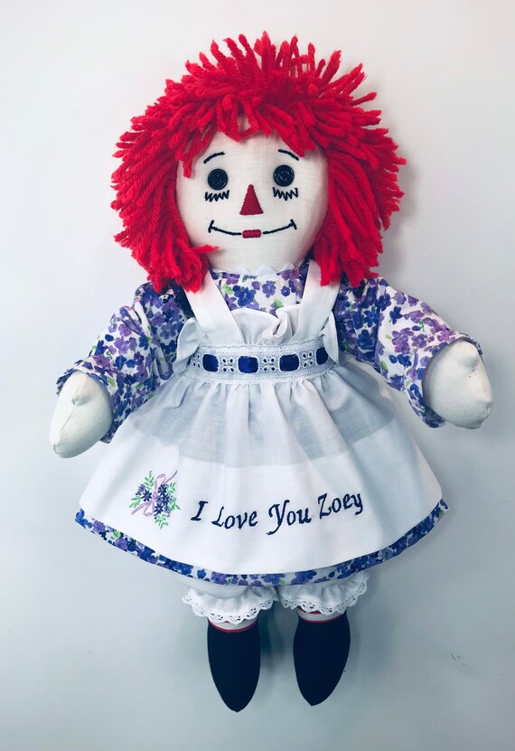 15 Inch Handmade Raggedy Ann Doll; Red, Burgundy or Orange Hair