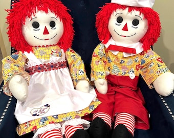 36 Inch Raggedy Ann and Andy Doll Set Handmade - Ready to Ship