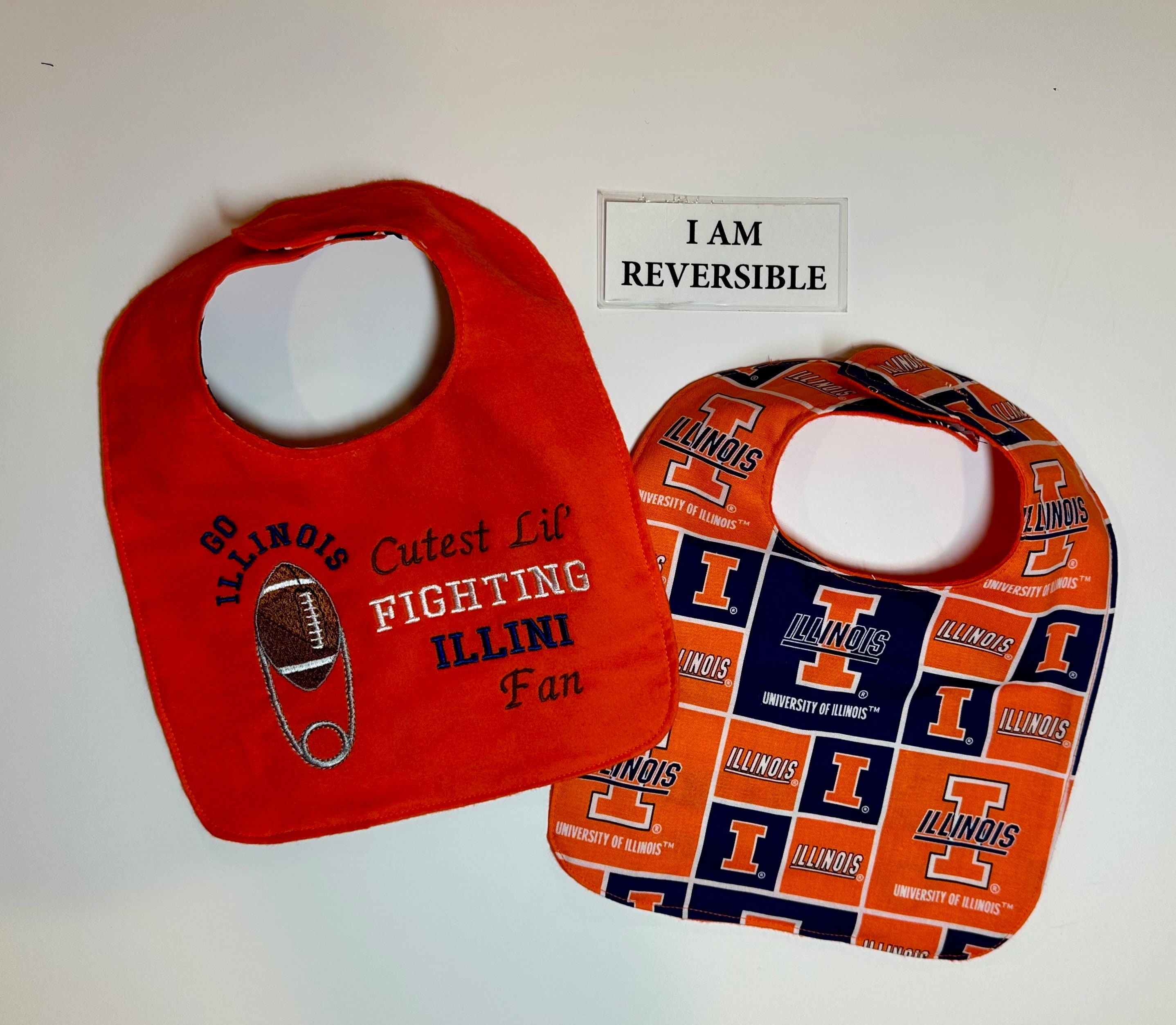 REVERSIBLE, Illinois Fighting Illini Inspired,gender Neutral Baby 