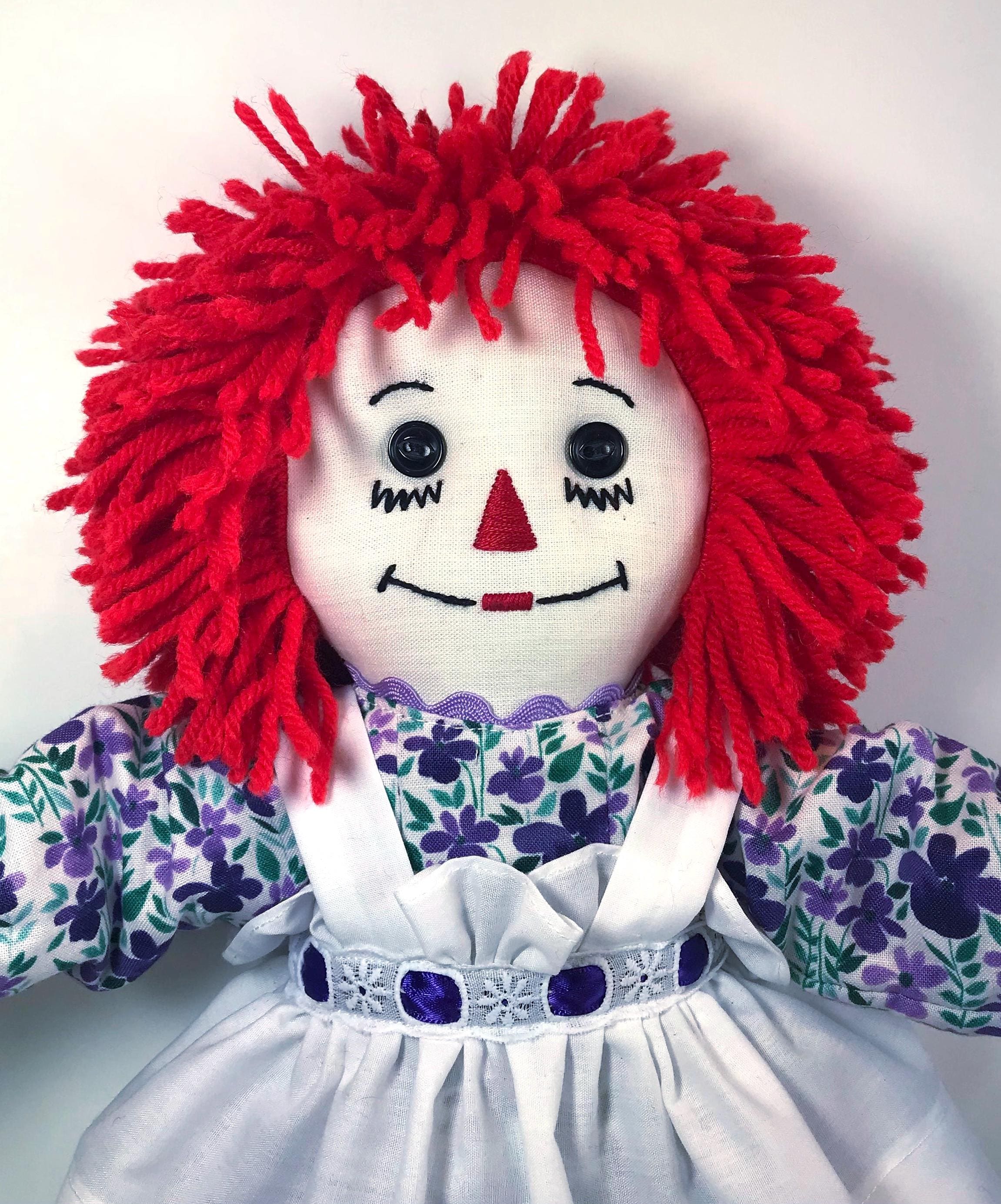 15 Inch Handmade Raggedy Ann Doll; Red, Burgundy or Orange Hair