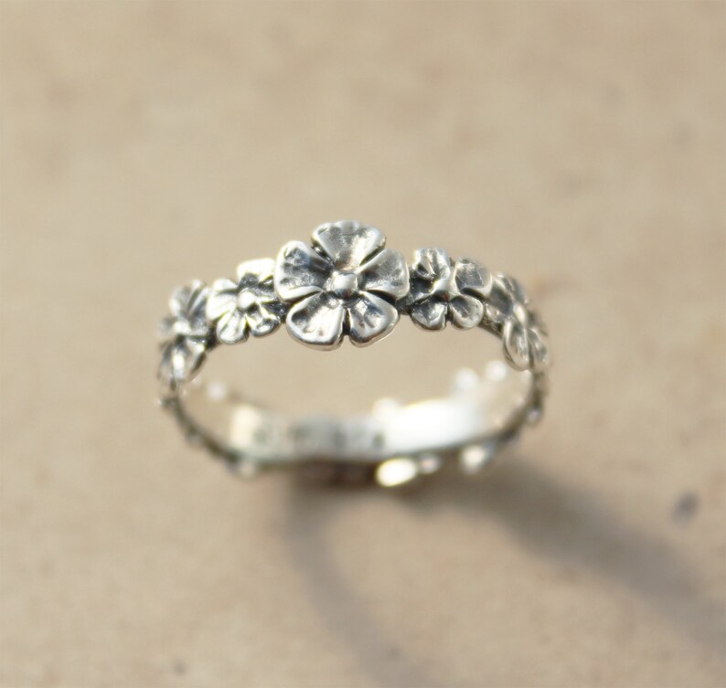 Promise Ring For Her Flower Ring Daisy Ring Sterling Silver Etsy