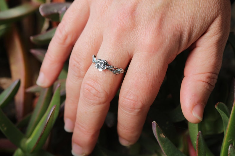 Flower Ring Rose Ring Promise Ring Unique Promise Ring Etsy
