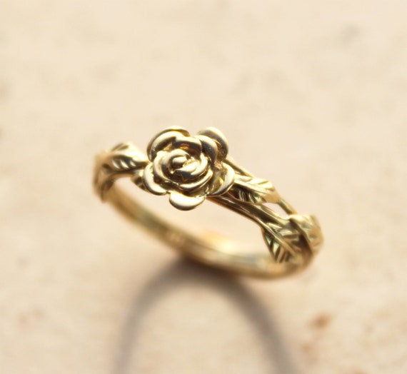 Promise Ring For Her Flower Promise Ring Rose Promise Ring Etsy