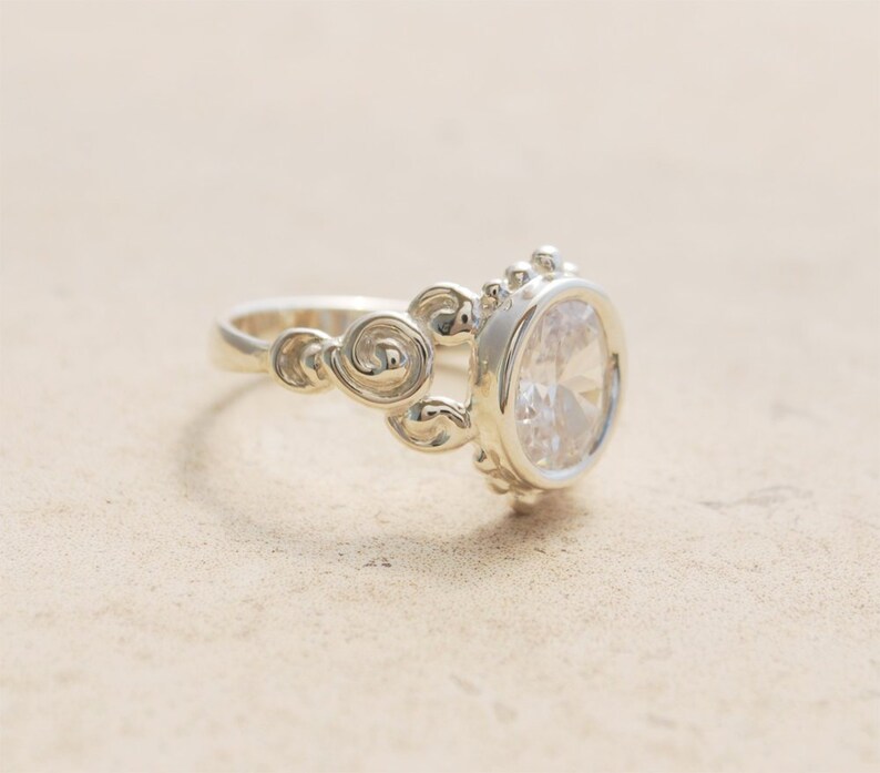 Unique Engagement Ring Oval Engagement Ring Sterling Silver Etsy