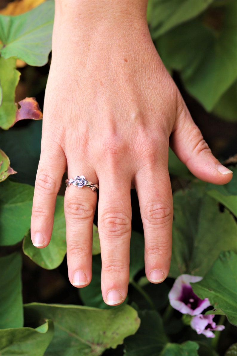 Promise Ring for Her Flower Ring Rose Ring Leaf Ring Etsy Israel