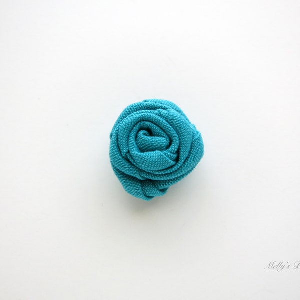 Turquoise Hand Rolled Organic Rosette Lapel Pin - Men's Boutonniere - Buttonhole