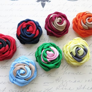 Duo Rose Lapel Flower Pin - Groomsmen Boutonnieres - Hand Rolled Flower Brooch