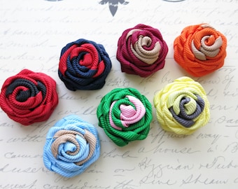 Duo Rose Lapel Flower Pin - Groomsmen Boutonnieres - Hand Rolled Flower Brooch