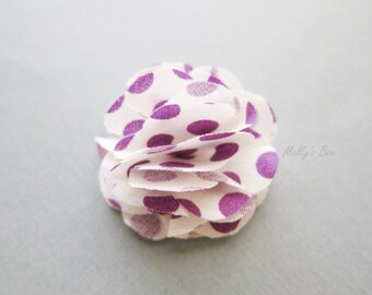 Wedding Boutonniere - Lapel Flower Pin - Buttonhole - Purple Polka Dots