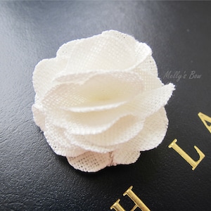 Magnetic Ivory Linen Boutonniere Lapel Flower - Tuxedo Corsage - Groomsmen Flower