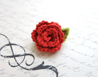 Picante Crochet Rose Lapel Pin - Wedding Boutonniere - Buttonhole