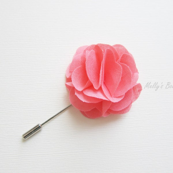 Peach Pink Linen Boutonniere - Flor de solapa - Suit Pin