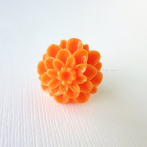Orange Zinnia Flower Lapel Pin - Small Suit Pin - Tie Tack - Buttonhole - 0.75&quot;
