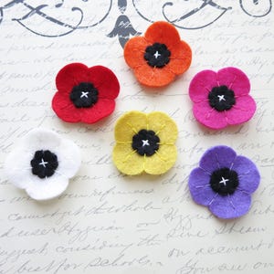 Wildflower Lapel Pin - Wool Felt Lapel Flower - Buttonhole - Red - Purple - White