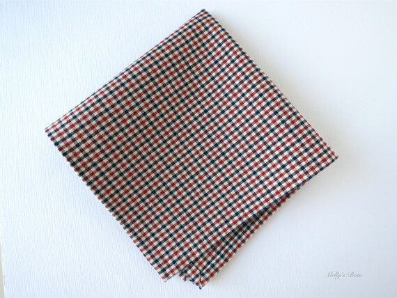 LINO BIANCO FAZZOLETTO DA TASCHINO//Fazzoletto MANO LAMINATO-Rosso//Blu Stitch