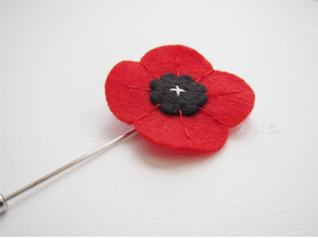 Red Hand Stitched Flower Pin - Wool Felt Lapel Pin - Buttonhole - Etsy
